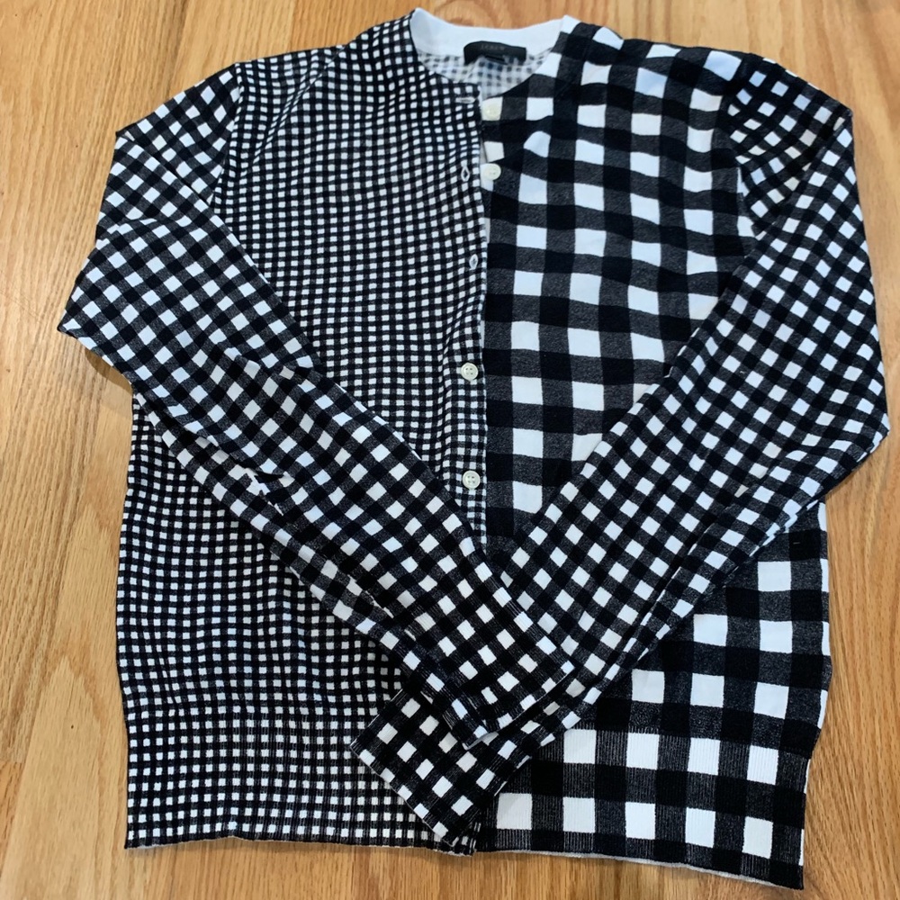 Jcrew , new without tags , checkered cardigan .